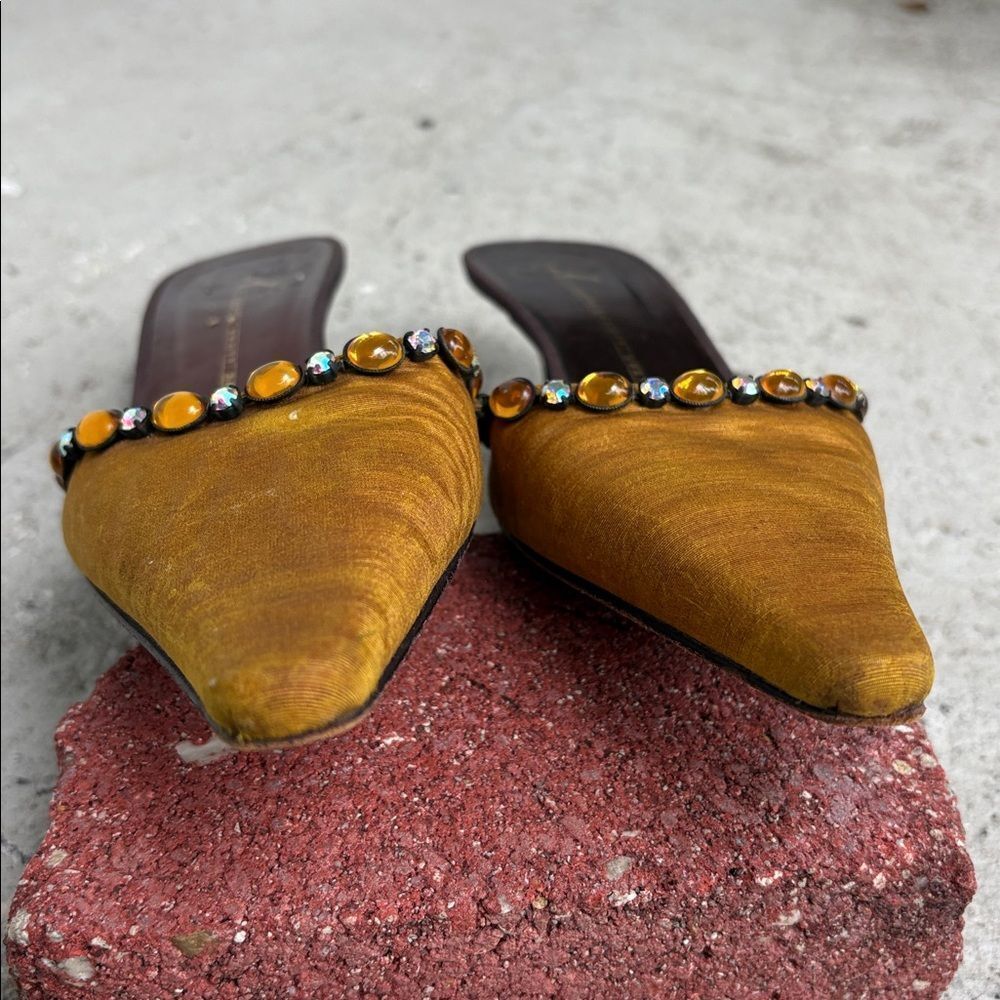 Vintage Giuseppe Zanotti silk and rhinestone mules - Picture 6 of 9